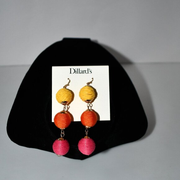 Dillard's Dangling Earrings in Multi Colored Wrapped Balls NWT - Picture 1 of 3